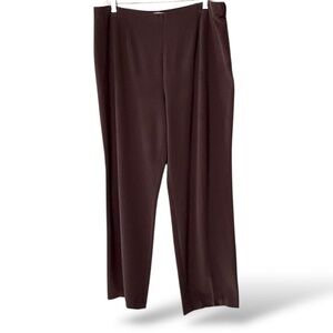 COLDWATER CREEK Stretch Poly Rayon Wide Leg Flat Front Trousers Dark Brown Sz 16